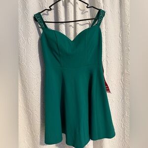 City Triangles(M)- Teal Mini Dress with Embellished Straps